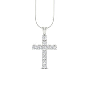 3Ct Round Moissanite Women Cross Pendant 14K White Gold Plated